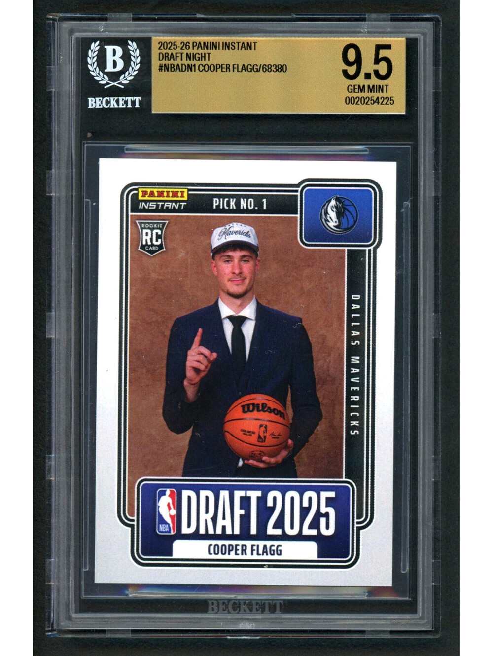 2025-26 Panini Instant #NBADN-1 Cooper Flagg Dallas Rookie (RC) BGS 9.5 Gem Mint